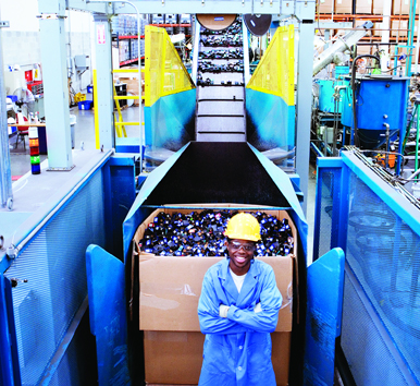 Man in the supplies recycling facility